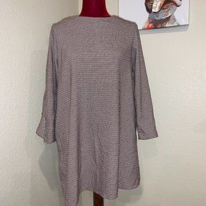 Zara Houndstooth Ruffle Detail Dress Size S